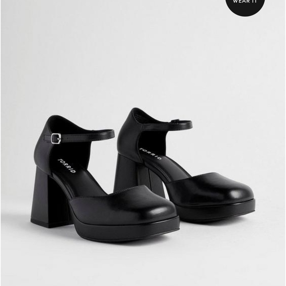 Platform Block Heel D'orsay Mary Jane (WW) 11 wide black